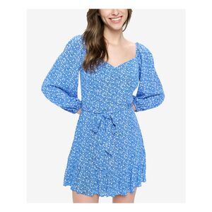 B DARLIN Womens Blue 3/4 Sleeve Short Fit + Flare Dress 15\16